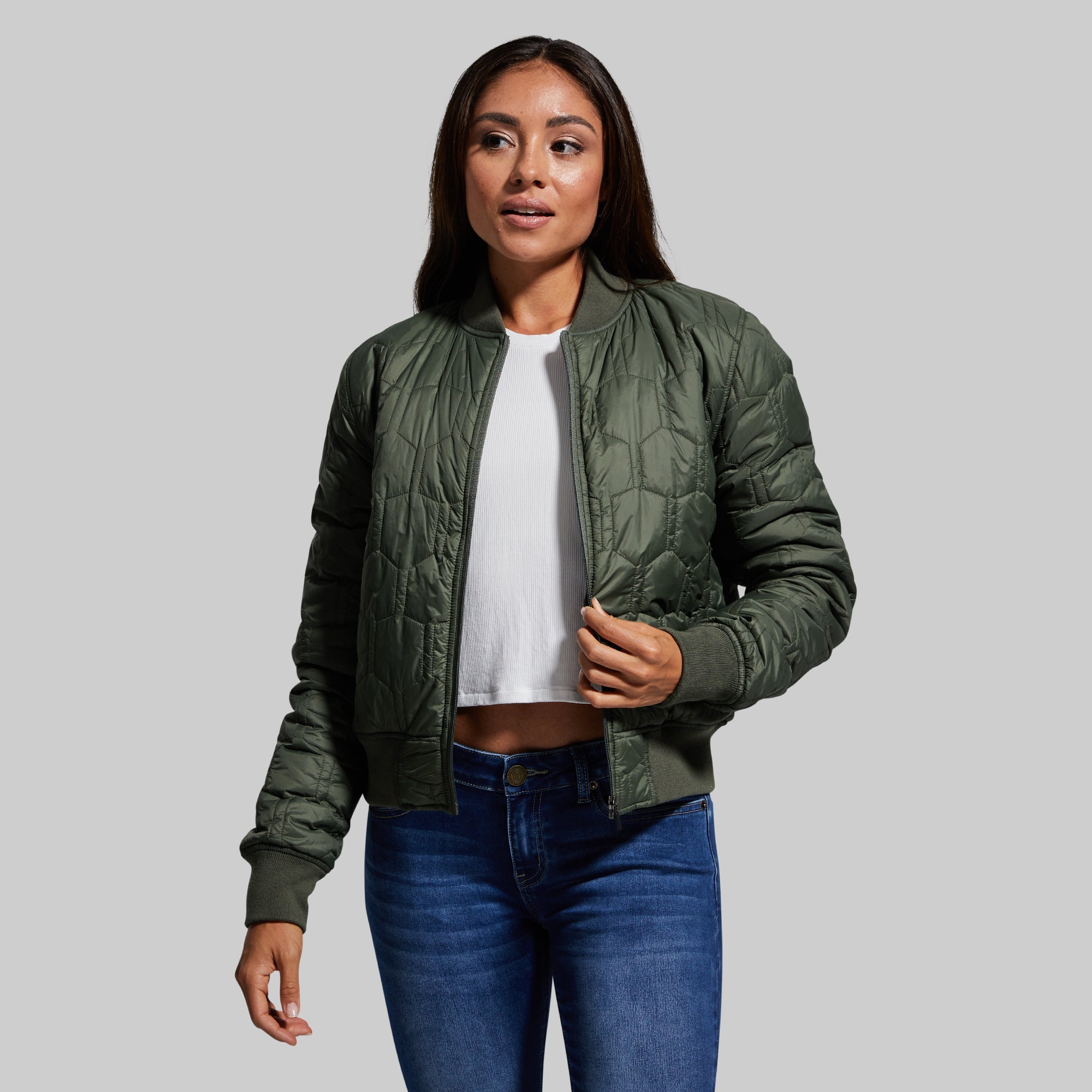 Olive green shop womens bomber jacket