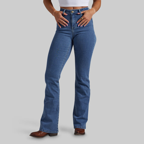 FLEX Stretchy Mid-Rise Boot Cut Jean (True Blue)