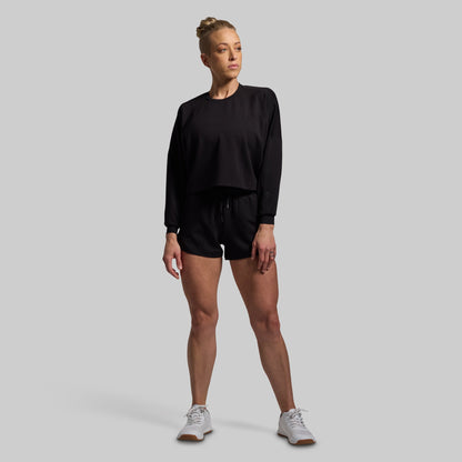 Lounge Lux Cropped Pullover (Black)