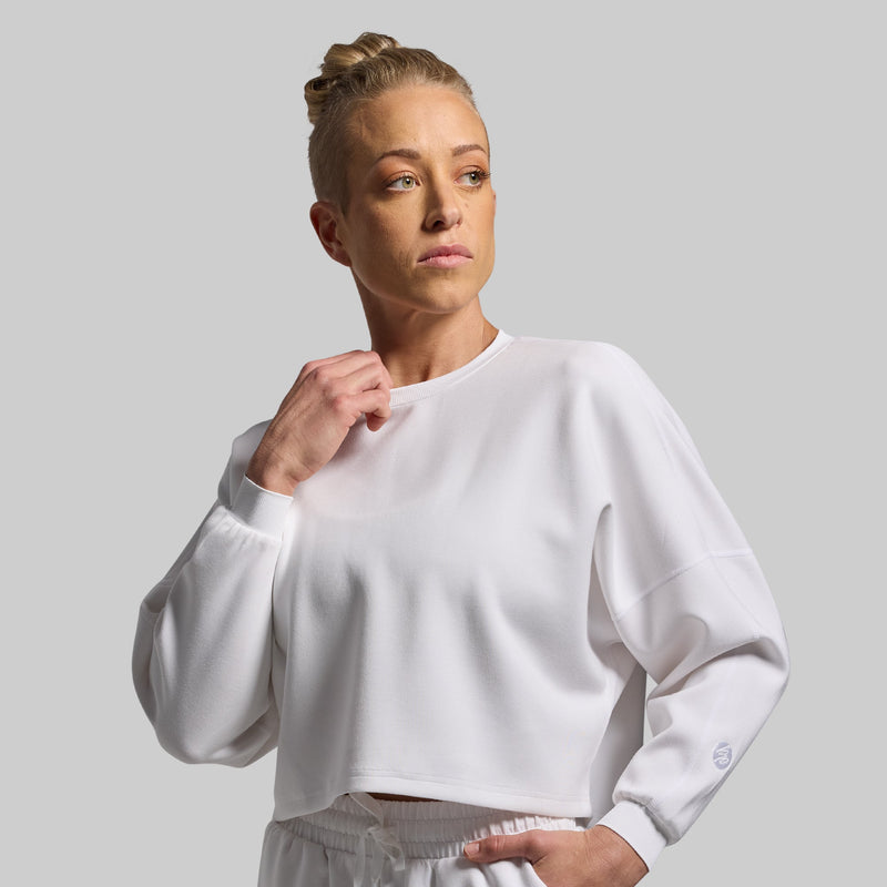Lounge Lux Cropped Pullover (White)