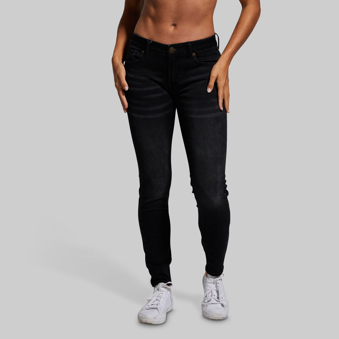 Black Stretchy Jeans | Black Mid-Rise Skinny Jeans – Born