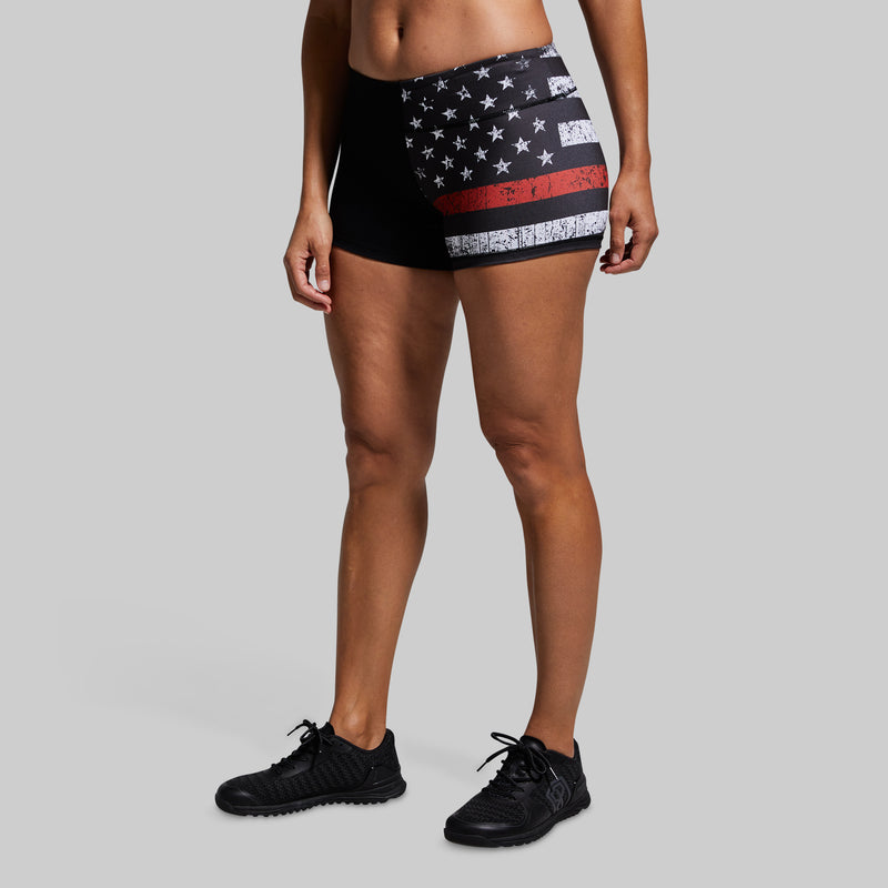Double Take Booty Short (Thin Red Line)