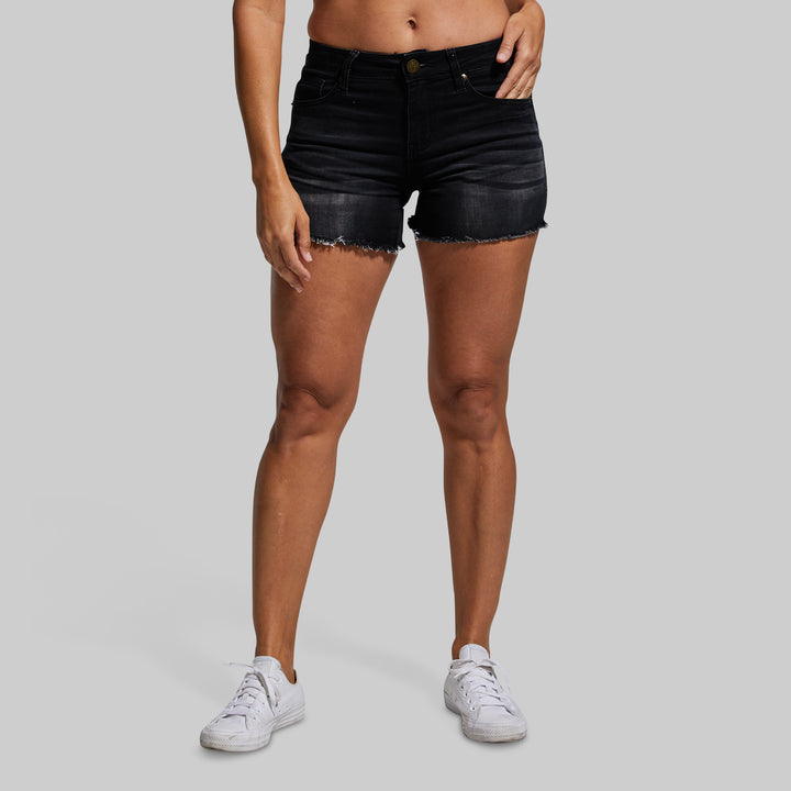 【PORTERNA】Blm Denim Shorts booty bei low rise mini denim shorts - Undone Black - Black
