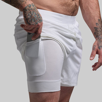 Men's Endurance Short w/ Compression (White)