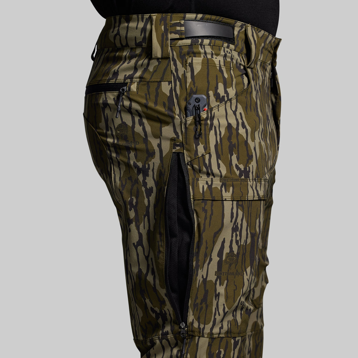 Camouflage pants on a gray background
