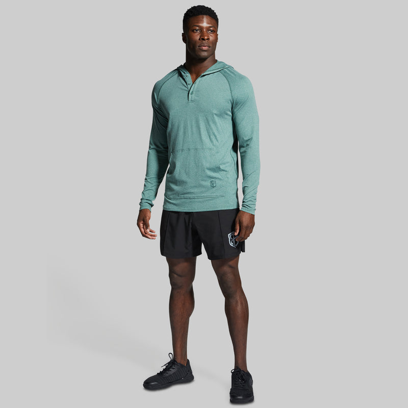 Heritage Henley Hoodie (Dark Emerald)