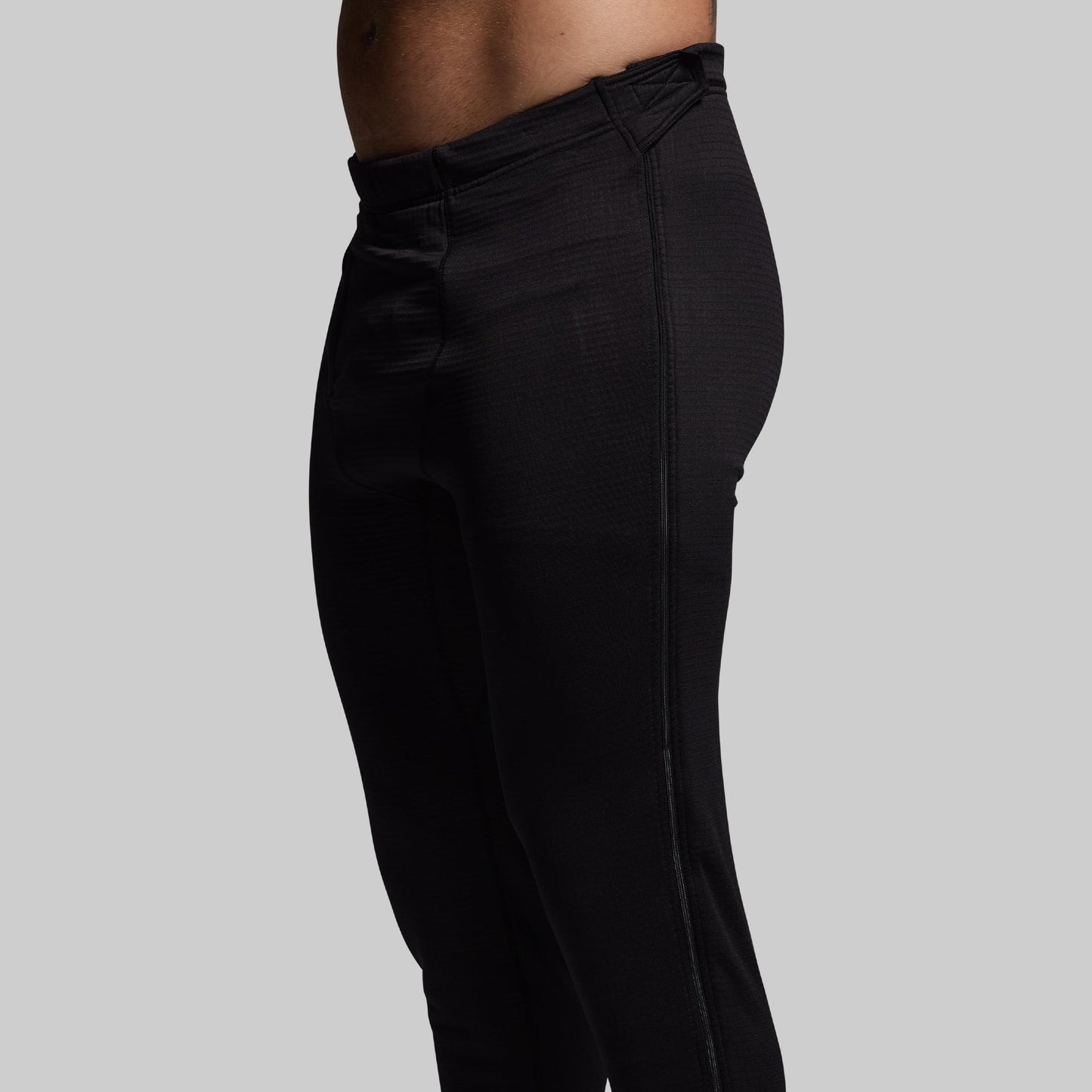 Black pants on a gray background