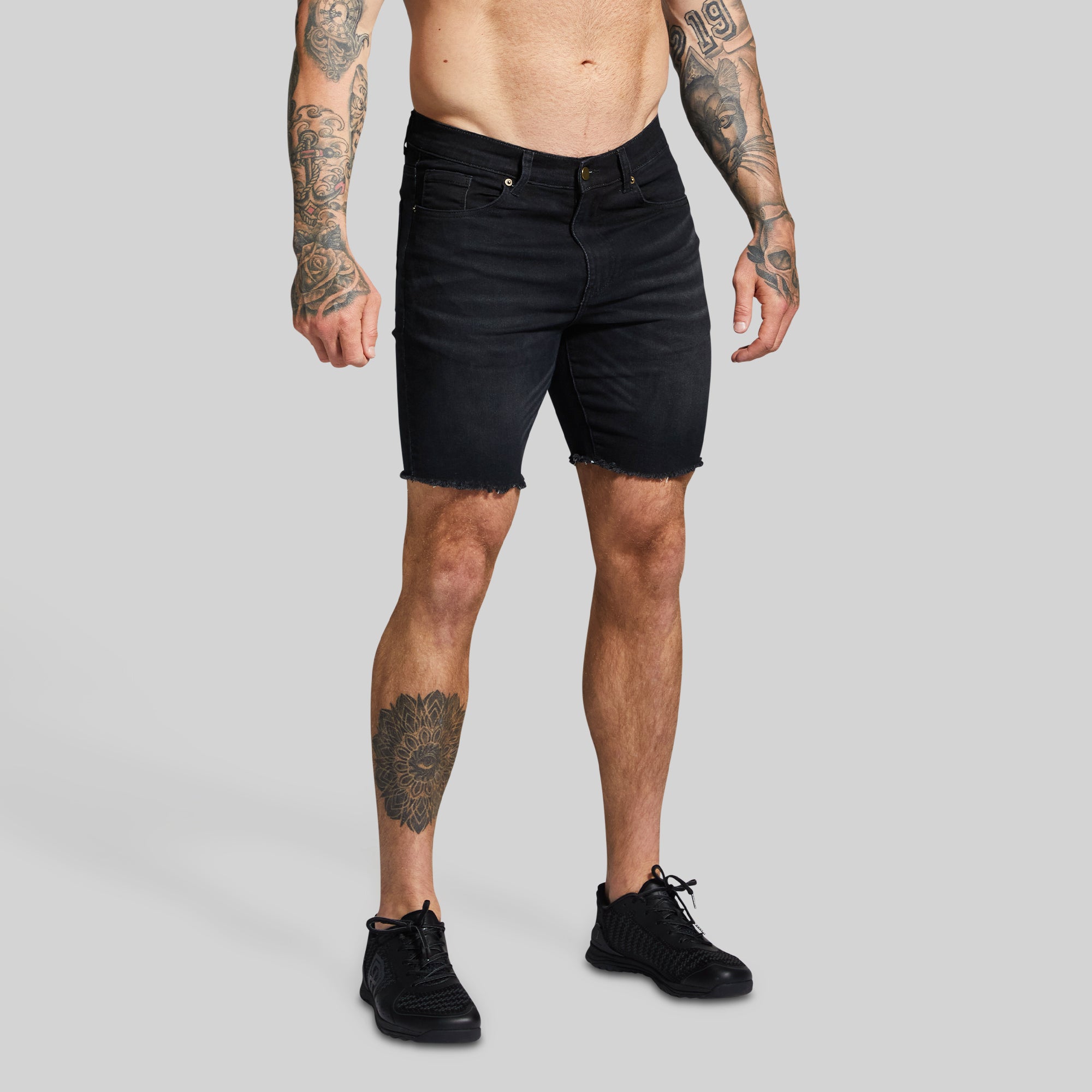 Mens FLEX Stretchy Jorts | Black Denim | Born Primitive – Born