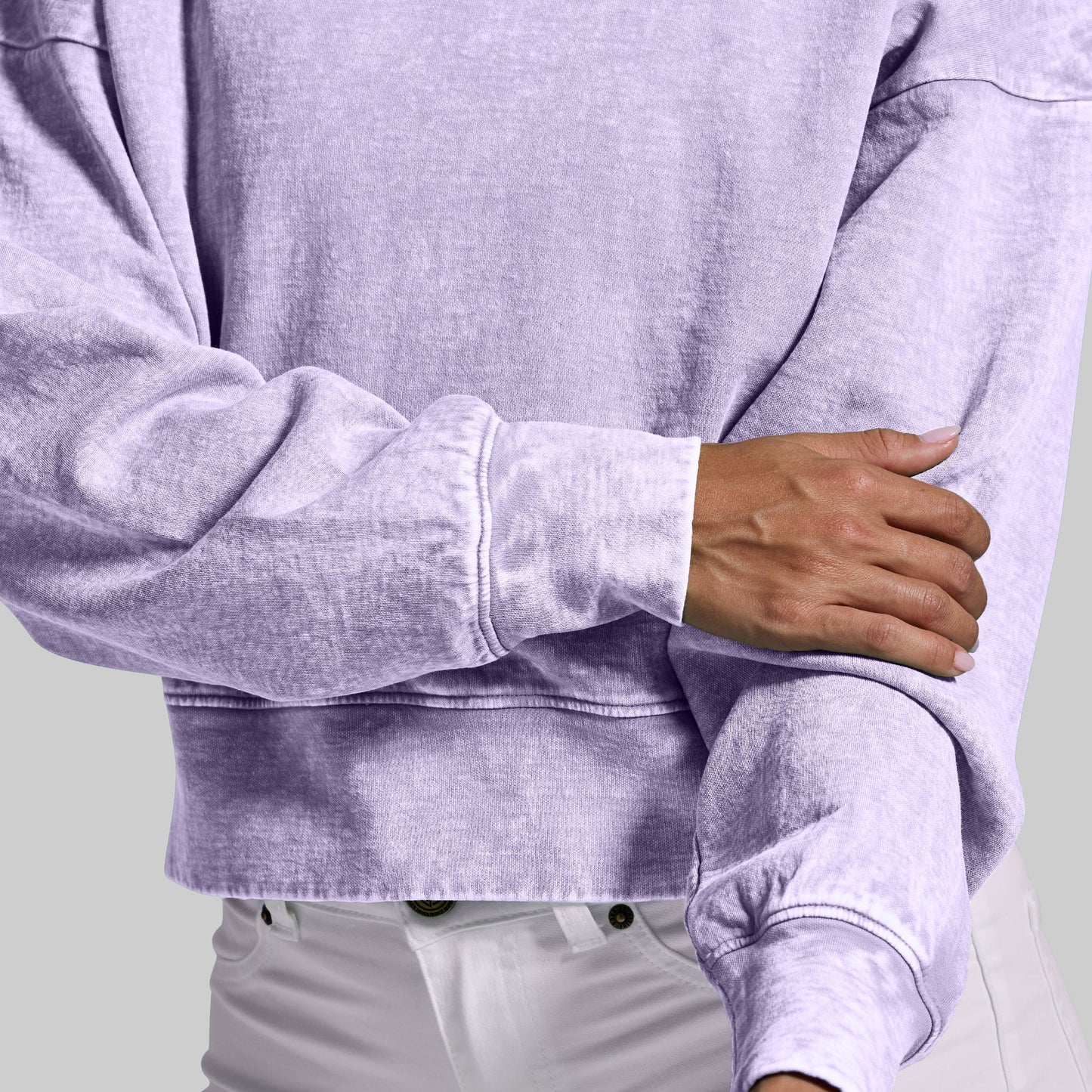 Good Karma Cropped Sweatshirt (Washed Orchid)