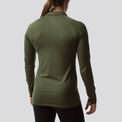 Women's Zip Neck Athleisure Long Sleeve (Tactical Green)