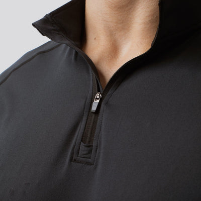 Men's Zip Neck Athleisure Long Sleeve (Black)