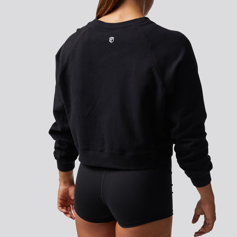 Unmatched Cropped Crew Sweatshirt (Black)