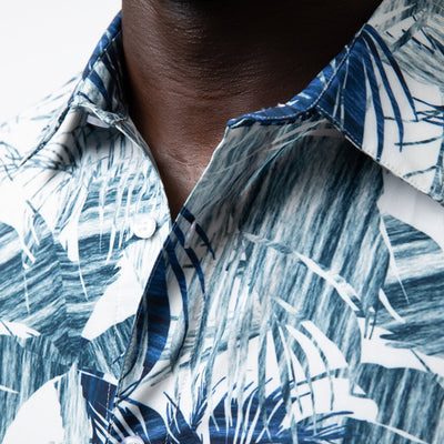 Voyager Button Up (White Palm Trees)
