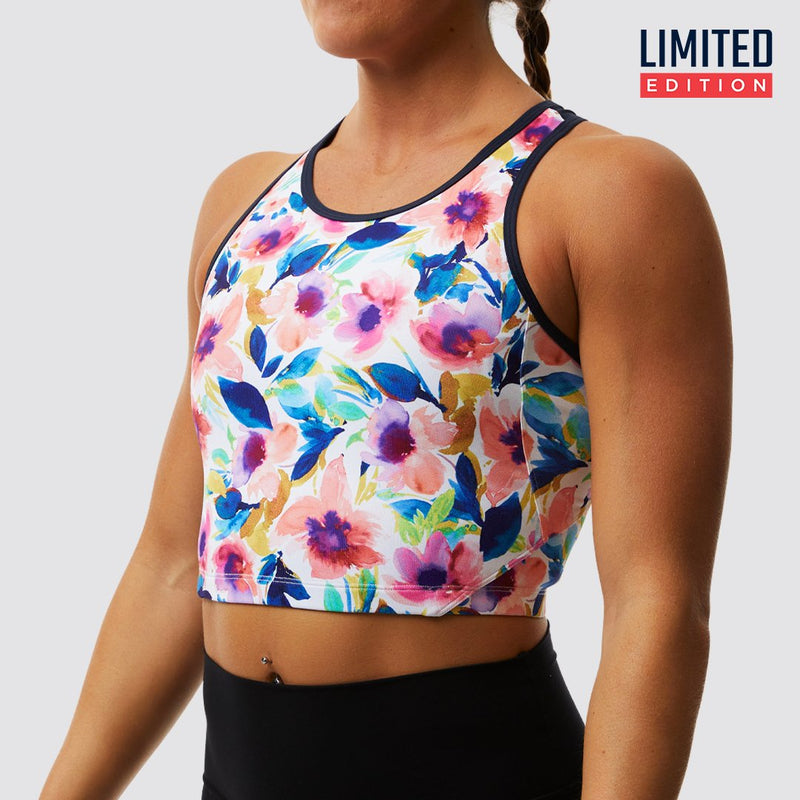 Meshed Up Cropped Sports Bra (Pastel Garden)