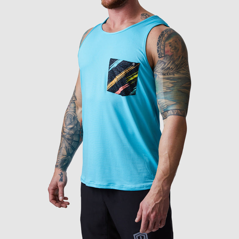 Athleisure Pocket Tank (Tahiti Blue-90&